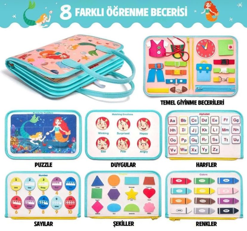 Toysy® Gelişim Kitabı | Busy Board | 8’i 1 Arada